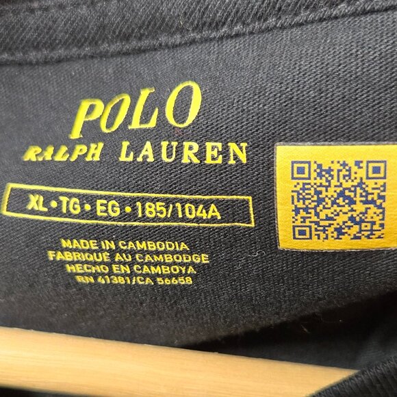 Polo Ralph Lauren Vee Neck Shirt Men's Embroidered Red Pony Navy Blue Casual XL - Picture 3 of 5